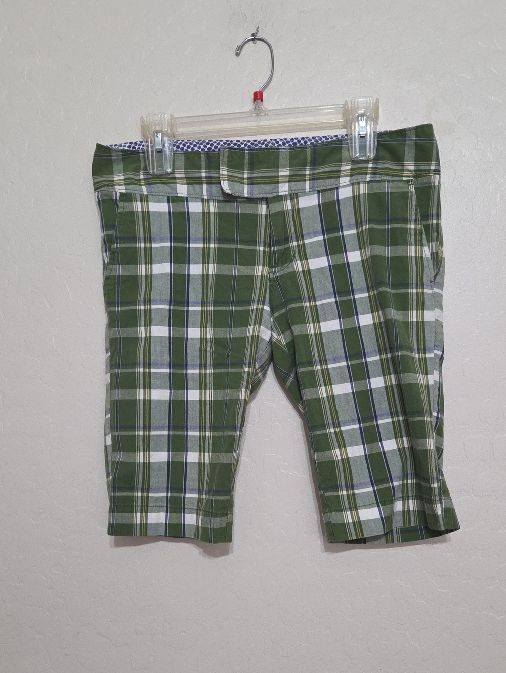 Roxy Green White Plaid Women's Bermuda Shorts